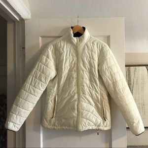 Lands’ End cream puffer jacket size S, EUC.